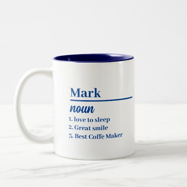Nom personnalisé Définition Bleu clair Satin Mug (Gauche)