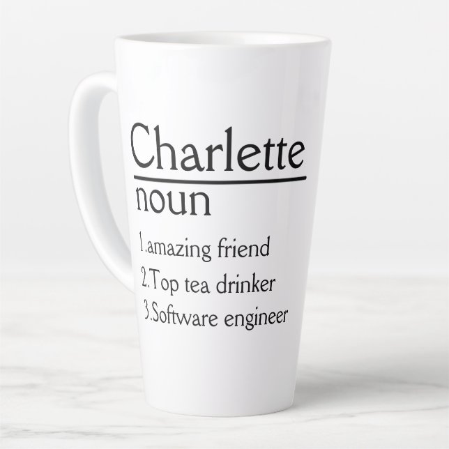 Nom personnalisé Définition Latte Mug (Angle gauche)