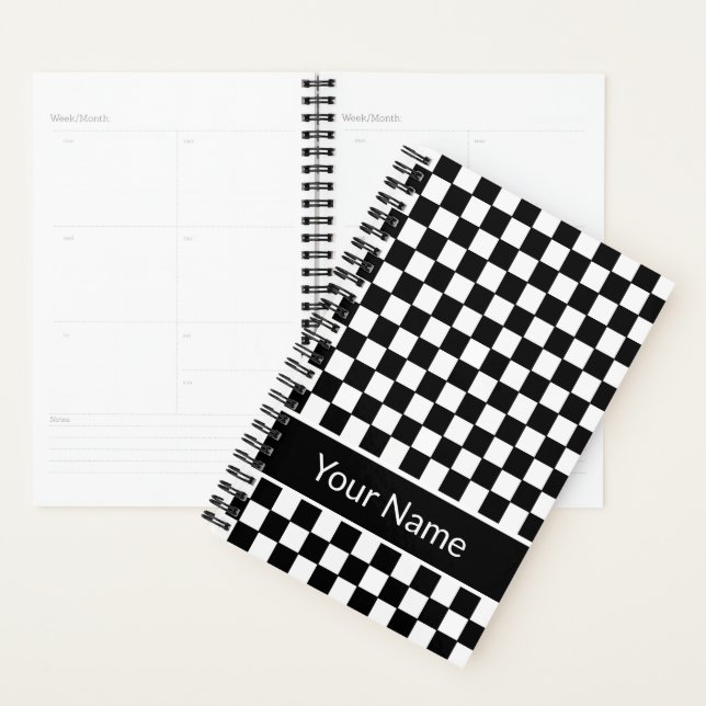 Nom personnalisé du Motif À damiers noir blanc (Devant avec enveloppe)