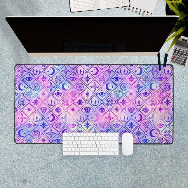 Nom personnalisé du Motif de Tarot rose céleste (Celestial Pink Purple Tarot Pattern Custom Name Desk Mat
)