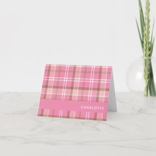 Nom personnalisé du Motif Plaid Tartan rose mou (Devant)