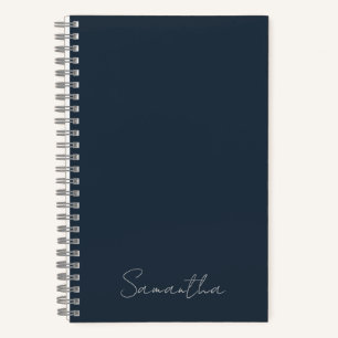 Nom personnalisé élégant Carnet bleu foncé