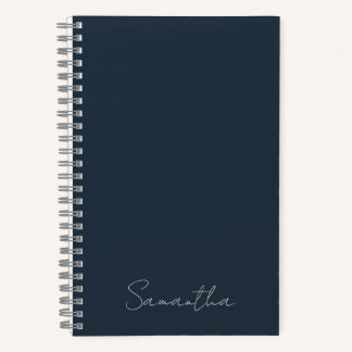 Nom personnalisé élégant Carnet bleu foncé