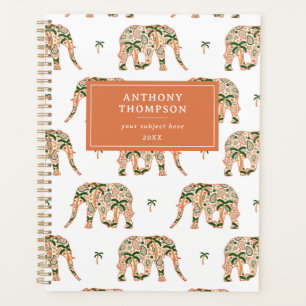 Nom personnalisé éléphants ornés paisley floral in