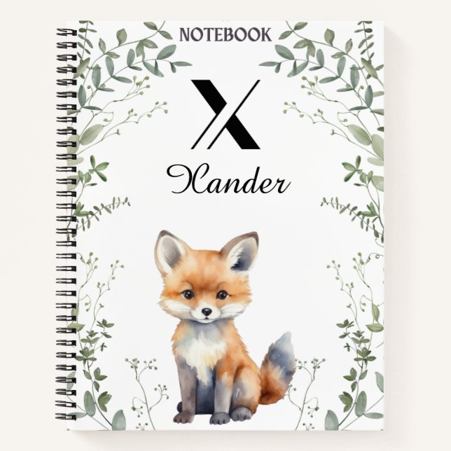 Nom personnalisé et monogramme Woodland Journal (Devant)