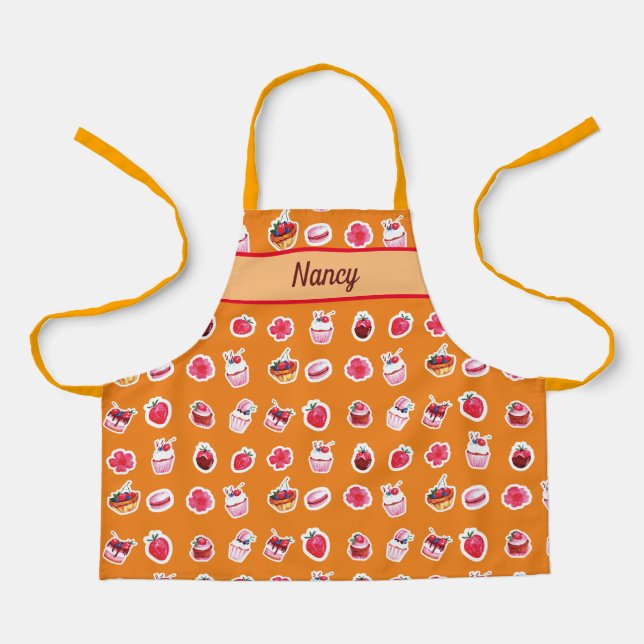 Nom personnalisé et tablier d'impression Cupcake (Recto)