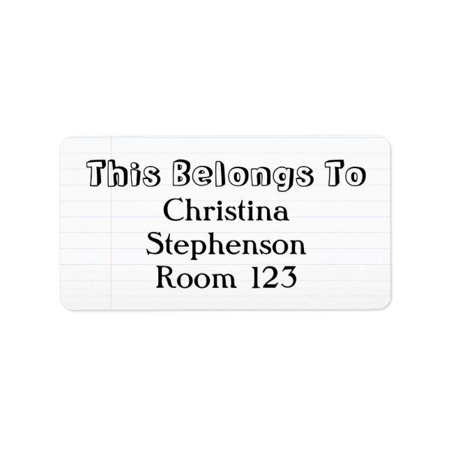 Nom personnalisé Étiquettes de l'école (Devant)