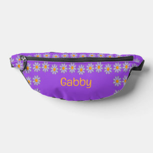 Nom personnalisé fleurs bleues sur violet