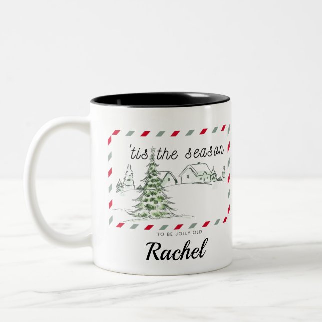 Nom personnalisé Funny Christmas Coffee Mug (Gauche)