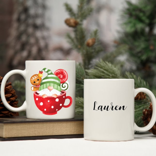 Nom personnalisé Gnome et pain d'épices cacao Mug (Créateur téléchargé)