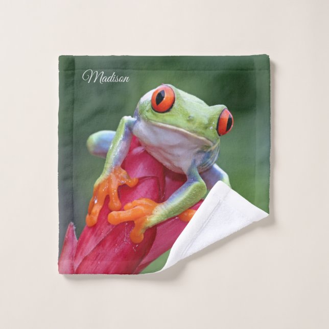 Nom personnalisé Grenouille (Gant de toilette)