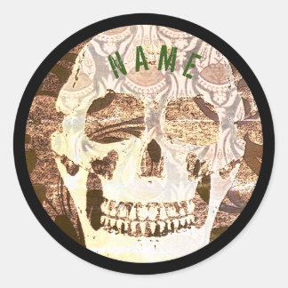 NOM PERSONNALISÉ GROUNGE SKULGE ROUND STICKERS