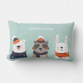 Nom personnalisé Hiver Animaux lancer des oreiller