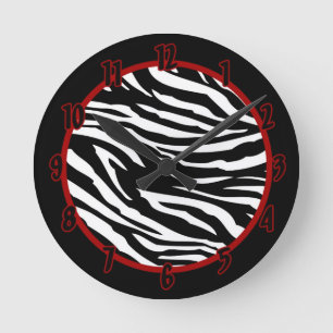 Nom personnalisé Horloge noir blanc Zèbre Imprimer