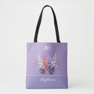 Nom personnalisé Juillet Sac fourre-tout Fleur de