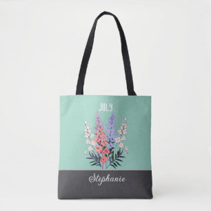 Nom personnalisé Juillet Sac fourre-tout Fleur de