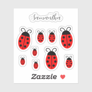 Nom personnalisé Ladybug Autocollant en vinyle cou