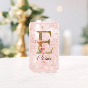 Nom Personnalisé Lettre E Gold Foil Blush Rose