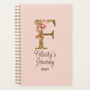 Nom personnalisé lettre F or rose blush rose