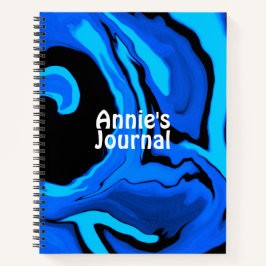 Nom personnalisé Liquid Art Journal (bleu)