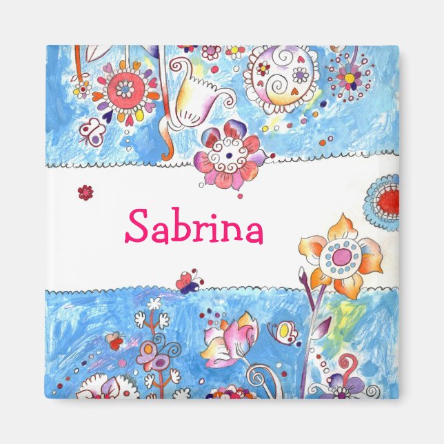 Nom personnalisé Magnet floral (Devant)
