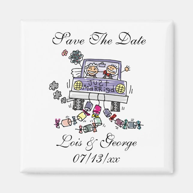 Nom Personnalisé Mariage Enregistrer Le Magnet Dat (Devant)