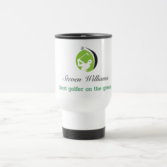 Nom personnalisé Meilleur Golfer Travel Mug (Centre)
