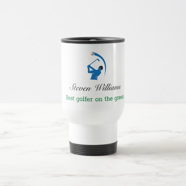 Nom personnalisé Meilleur Golfer Travel Mug (Centre)