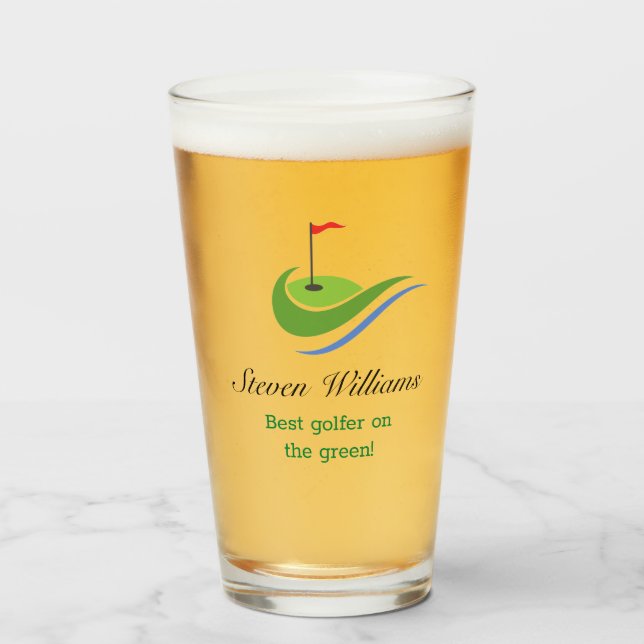 Nom personnalisé Meilleur verre de bière de Golfeu (Devant (rempli))