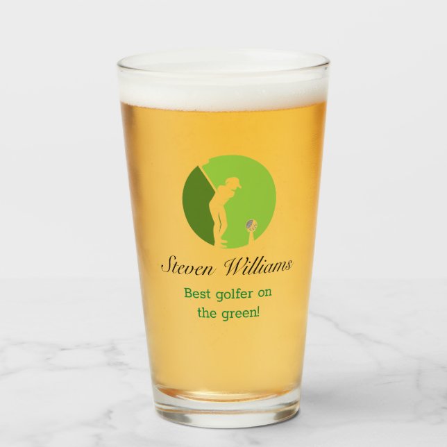 Nom personnalisé Meilleur verre de bière de Golfeu (Devant (rempli))