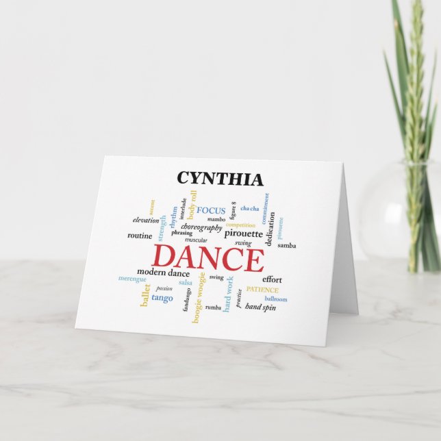 Nom personnalisé Merci enseignant de danse en mots (Devant)