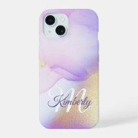 Nom personnalisé Monogram Purple Aquarelle Luxe