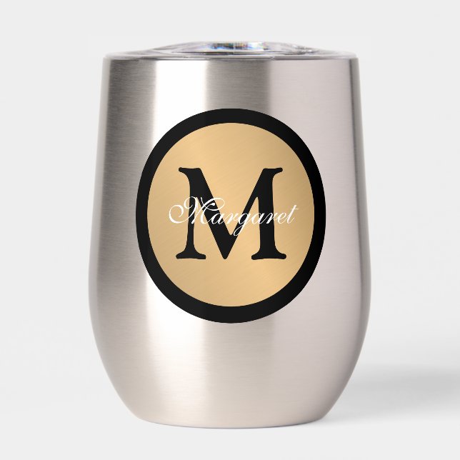 Nom personnalisé Monogramme Bouton métallique Déco (Avant)