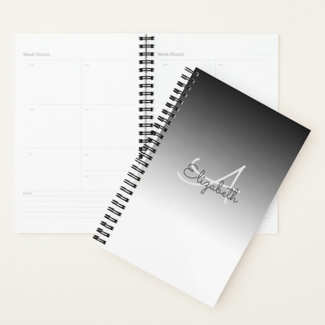 Nom personnalisé Monogramme initial Noir Blanc Omb (Devant avec enveloppe)