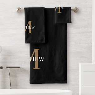 Nom personnalisé Monogramme noir