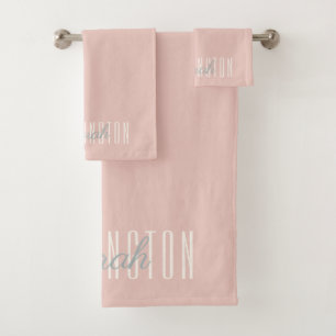 Nom personnalisé Monogramme rose pâle   Ensemble d