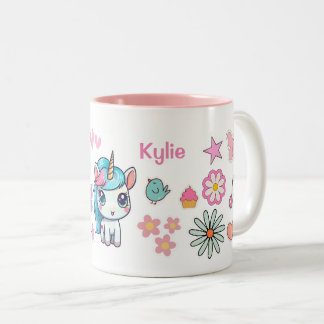 Nom personnalisé Mug avec licorne et autocollants