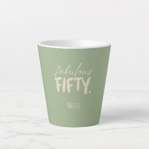 Nom personnalisé - Mug Fifty Latte Vert Sauge Beig