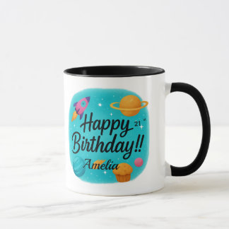 Nom personnalisé Mug Turquoise 21e Anniversaire