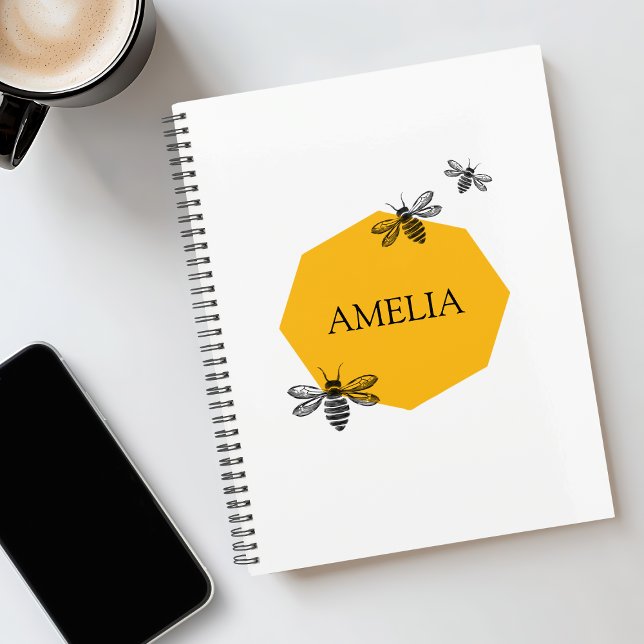 Nom personnalisé non daté Abeille Stickers Jaune (Undated Personalized Name Bee Yellow Stickers Planner)