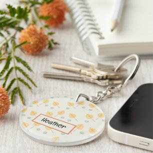 Nom personnalisé orange feuille tropicale crème