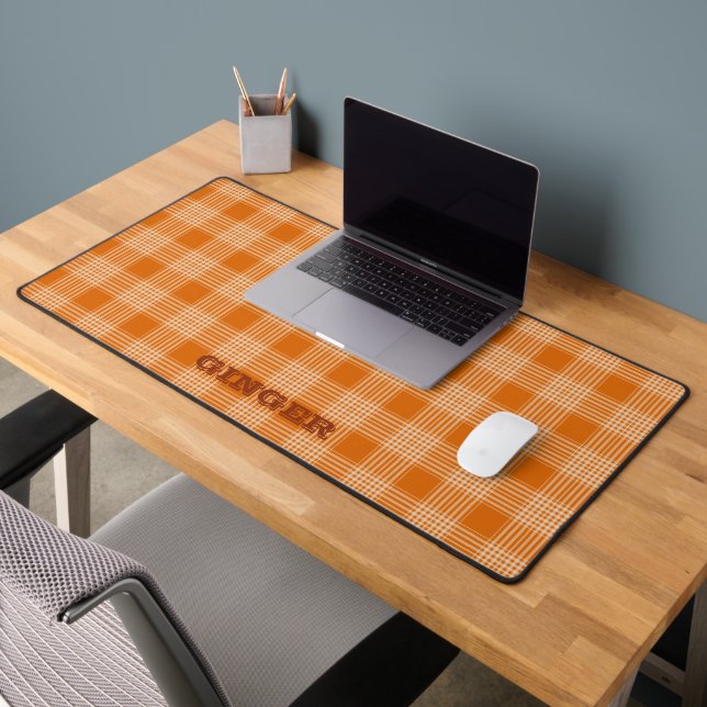Nom personnalisé Orange Plaid En vichy Motif (Bureau 2)