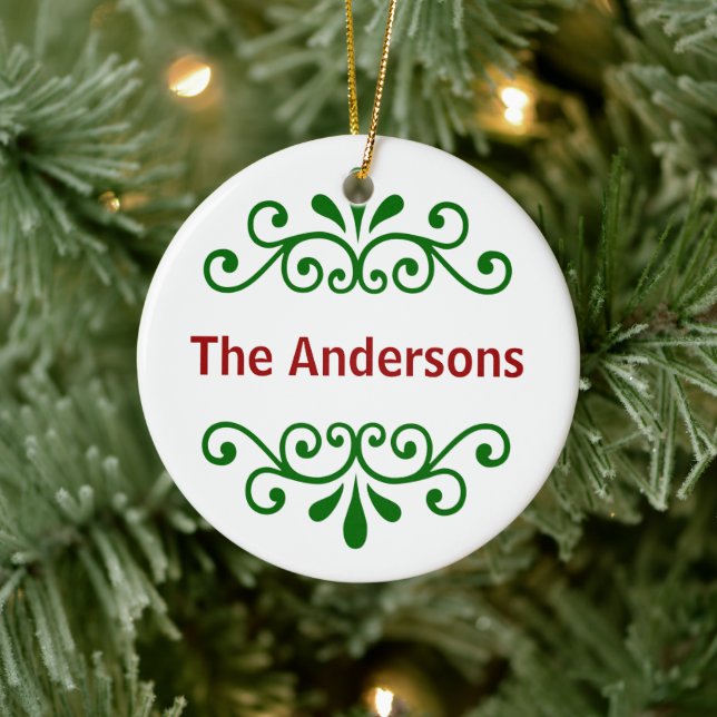 Nom personnalisé Ornement de Noël en vert (Arbre)