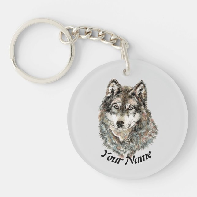 Nom personnalisé ou texte Loup aquarelle animal (Devant)