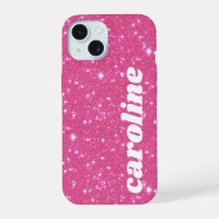 Nom personnalisé Paillettes Rose Chaude Rétro