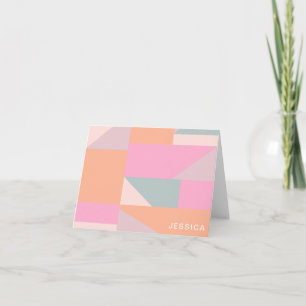Nom personnalisé Pastel rose Papier à lettres géom