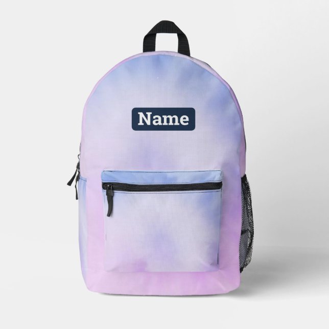 Nom personnalisé Pastel Tie Dye Sac à dos (Recto)