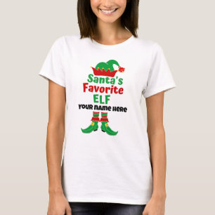 Nom personnalisé Père Noël T-shirt Elf favori