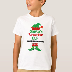 Nom personnalisé Père Noël T-shirt Elf favori