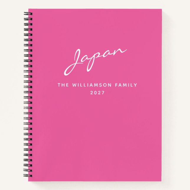 Nom personnalisé Pink Destination Travel Journal (Devant)